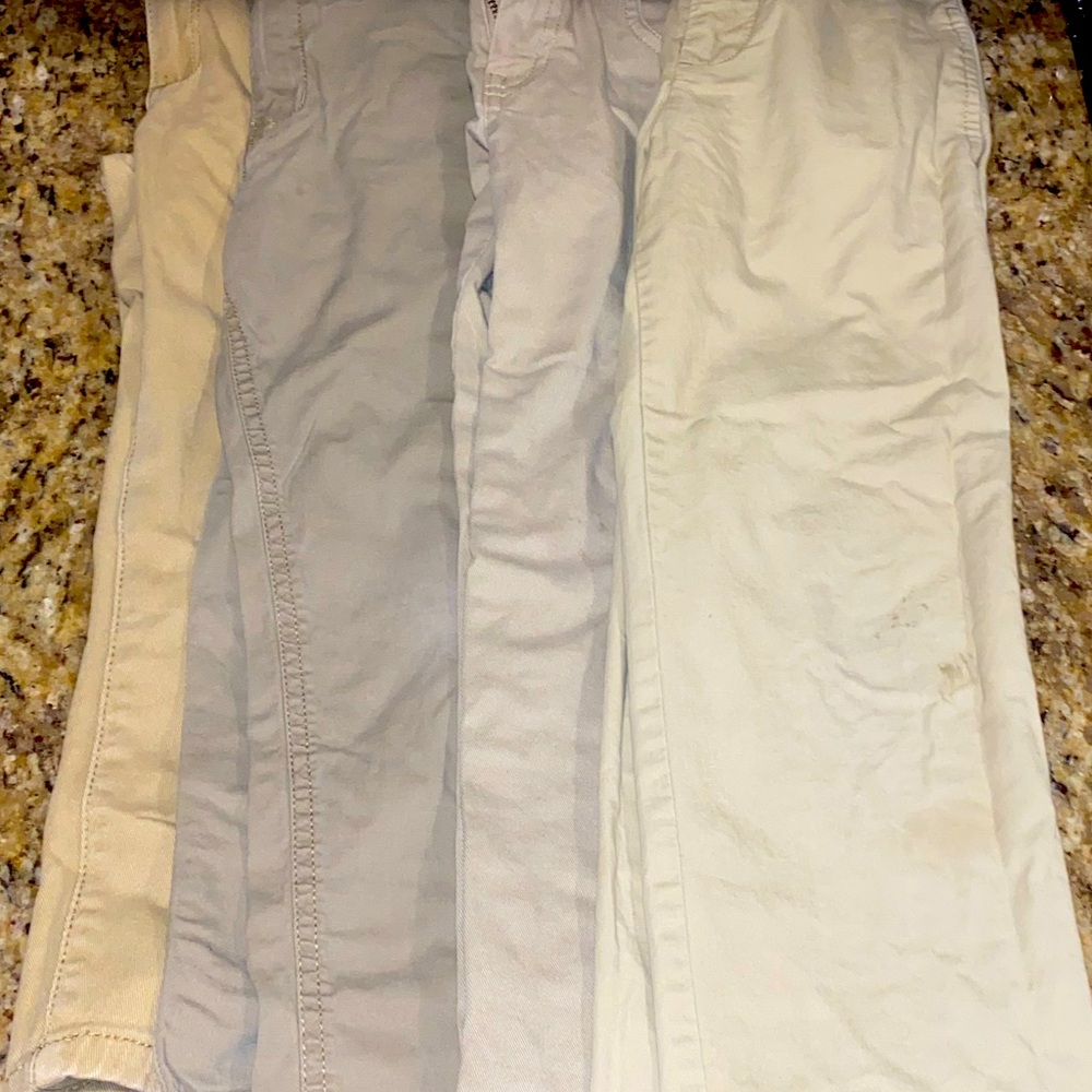 Brand name khaki boys size 5T pants for school uniform / four 4 pairs